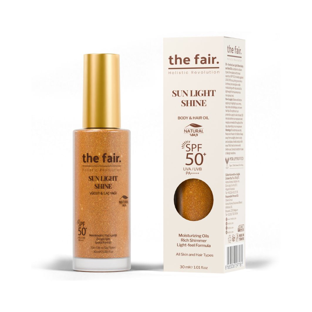 
                                                         the fair. sun Light Shine Spf 50+ /PA++++ Parıltılı Güneş Koruyucu Vücut Ve Saç Yağı