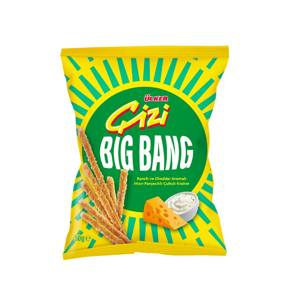 Çizi Big Bang Ranch & Cheddar Aromalı Mısır Parçacıklı Çubuk