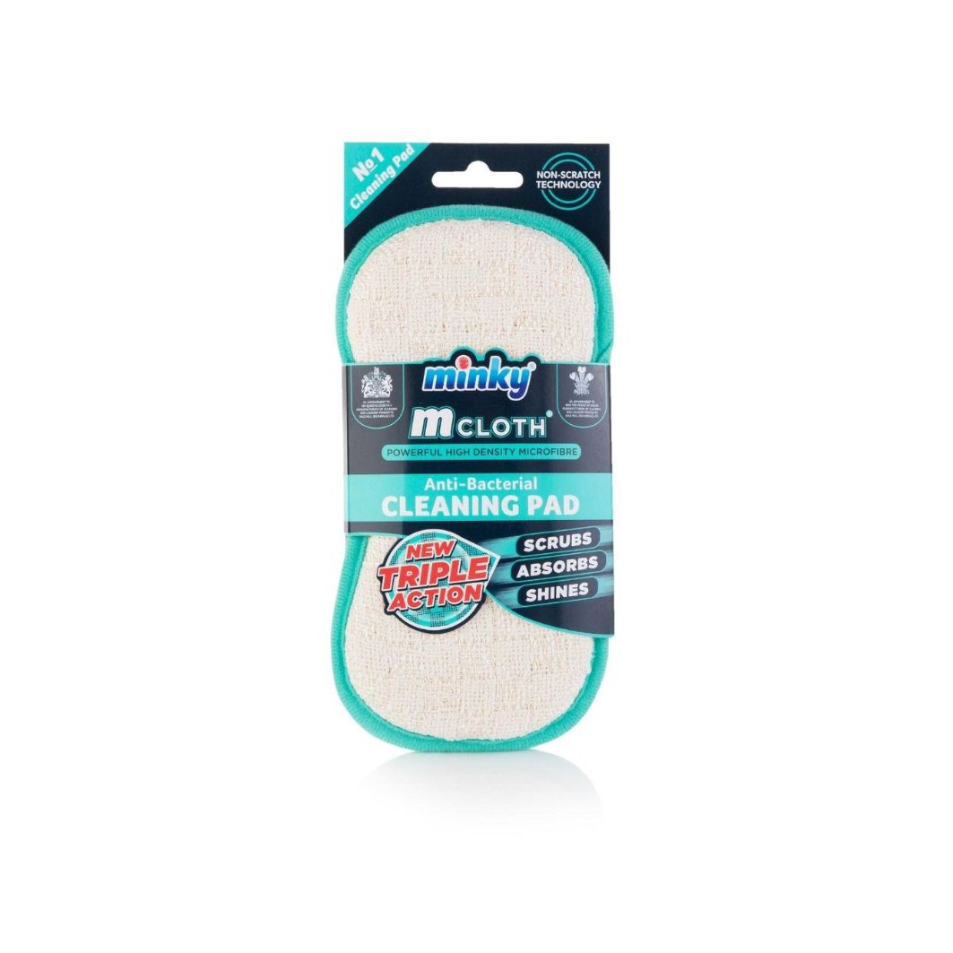 CleanHub Minky Mcloth Üç Etkili Anti-Bakteriyel Temizlik Pedi