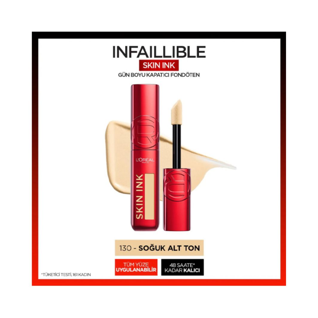 Skin Ink Gün Boyu Kapatıcı Fondöten - Soğuk Alt Ton 130