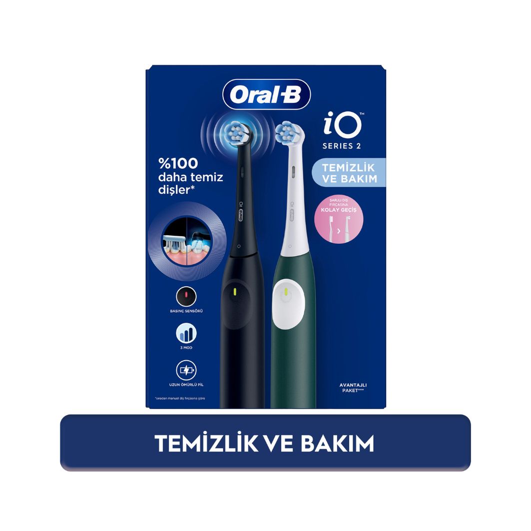 
                                                         Oral-B iO 2 Şarjlı Diş Fırçası Seti 2'li - Siyah / Yeşil