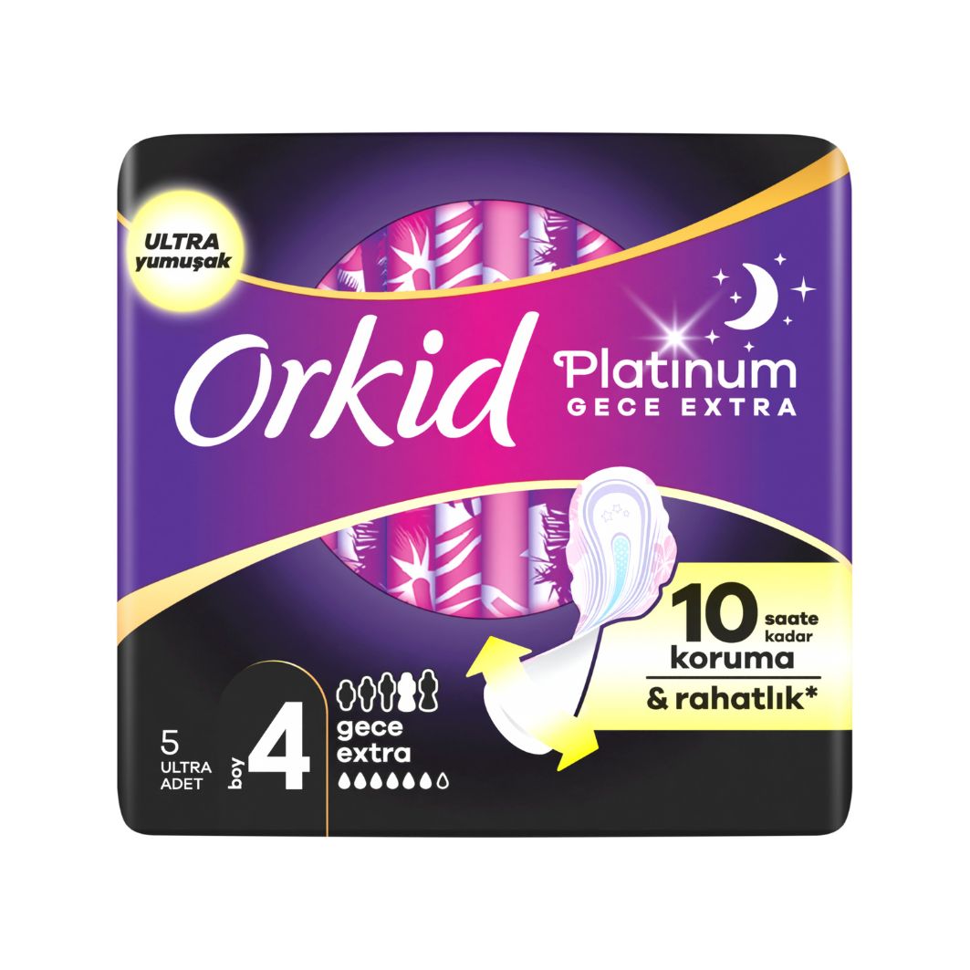 Orkid Platinum Gece Extra (Boy 4) 5 Adet Hijyenik Ped