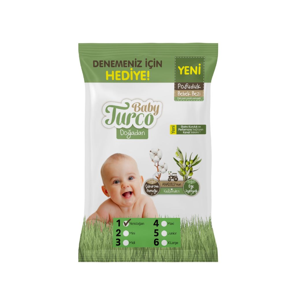 Baby Turco Doğadan Pofuduk Bebek Bezi Deneme Boyu No:1