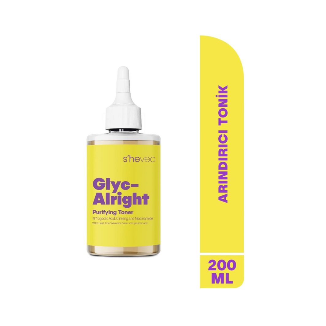 
                                                         S'he Vec Glyc Alright Gözenek Sıkılaştırıcı Aydınlatıcı Etkili Glikolik Asit, Ginseng & Niacinamide Tonik